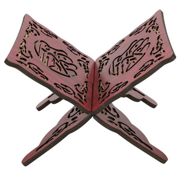 2Pcs Koran Stand Retro Carved Red Muslim Reading Bookshelf Holder Craft Religious Supplies