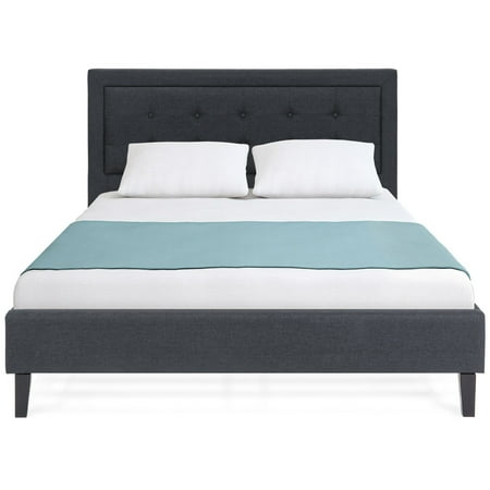 Best Choice Products Upholstered Full Platform Bed with Tufted Button Headboard, Steel Frame, Wood Support, Dark (Best Upholstered Beds 2019)