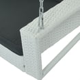 thumbnail image 7 of HQZX Wicker Hanging Porch Swing with Chains and Pillows,for Patios and Garden,White, 7 of 7