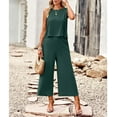 thumbnail image 4 of Women's Cotton and Linen blend 2-Piece Set: Sleeveless Crop Top & Wide Leg Pants  Summer Outfit Size Up for Relaxed Fit S-XL, 4 of 8