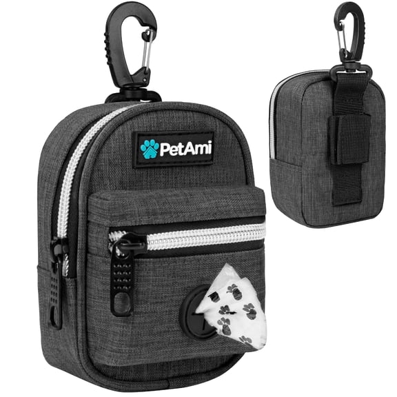 PetAmi Dog Poop Bag Holder for Leash, Waste Bag Dispenser Pet Pouch, Charcoal