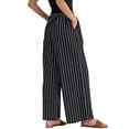 thumbnail image 3 of Pantalones de rayas de tiro alto y pierna ancha de algodón sueltos para mujer INSPIRE CHIC en negro, 3 of 6