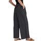 thumbnail image 3 of Pantalones de rayas de tiro alto y pierna ancha de algodón sueltos para mujer INSPIRE CHIC en negro, 3 of 6