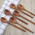 thumbnail image 2 of Wooden Spoons, 6 Pieces 9 Inch Wood Soup Spoons for Eating Mixing Stirring, Long Handle Spoon with Japanese Style Kitchen Utensil, ADLORYEA Eco Friendly Table Spoon, 2 of 7