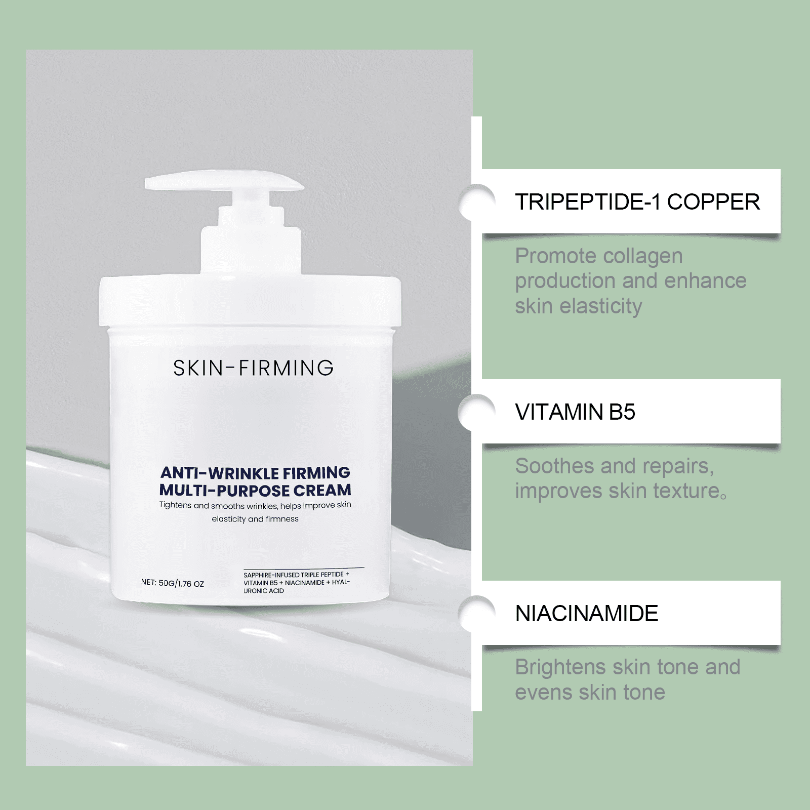 Alvantor Face Moisturizer Firming Cream, Hydrating Anti-Wrinkle Repair for Neck & Body, Daily Skin Care, 1.76oz