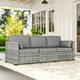 thumbnail image 6 of Outsunny Wicker Patio Couch, PE Rattan 3-Seat Sofa, Outdoor Furniture with Deep Seating, Cushions, Steel Frame, Gray, 6 of 9