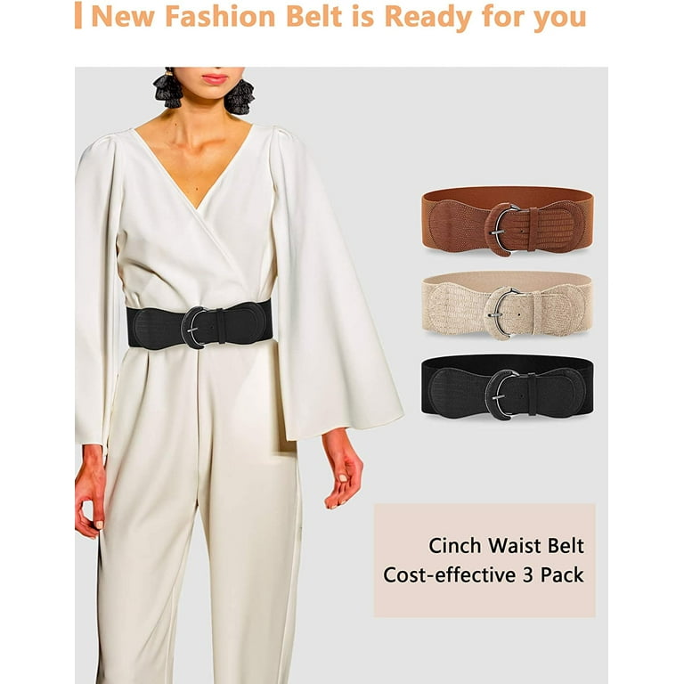 VOCHIC Wide Elastic Plus Size Belt for Women Cinch Waist Belt Stretch  Waistband, Black, S-M(25- 30) at  Women's Clothing store