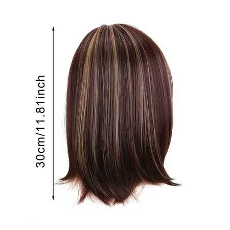 Natural Gradient Gold Brown Medium Length Straight Hair Fashion Female Human Hair Wigs. Very stylish design with natural looking and soft .