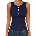thumbnail image 4 of hotojiny Tank Tops for Women Summer Basic Ribbed Henley Shirt Slim Fitted Sleeveless Camisole Button up Workout Casual Outfits, 4 of 6