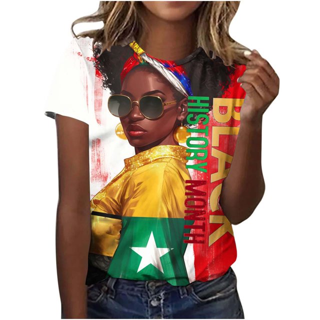 Camisetas de Verano de Manga Corta de las Mujeres Cuello Redondo Impresión Casual de Manga Corta, Ligero Suave