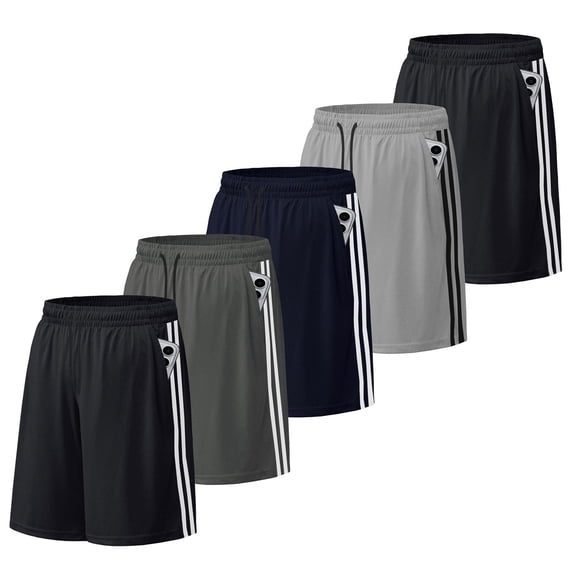 ASUDESIRE 5 Pack Athletic Shorts for Men with Pockets and Elastic Waistband Quick Dry Activewear Workout Gym Basketball Shorts 8" Inseam