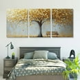 thumbnail image 5 of Shadudu Wall Art Gold Abstract Tree of Life Modern Artwork Canvas Painting Textured Tree Pictures Wall Decor Home Decor Wall Ready to Hang for Bedroom Living Room 12x16x3pcs, 5 of 6