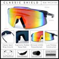 thumbnail image 5 of Oversized Mens Mirrored Shield Sunglasses Rimless Sport Wraparound UV400 / Slate Frame - Orange Mirror Lens, 5 of 7