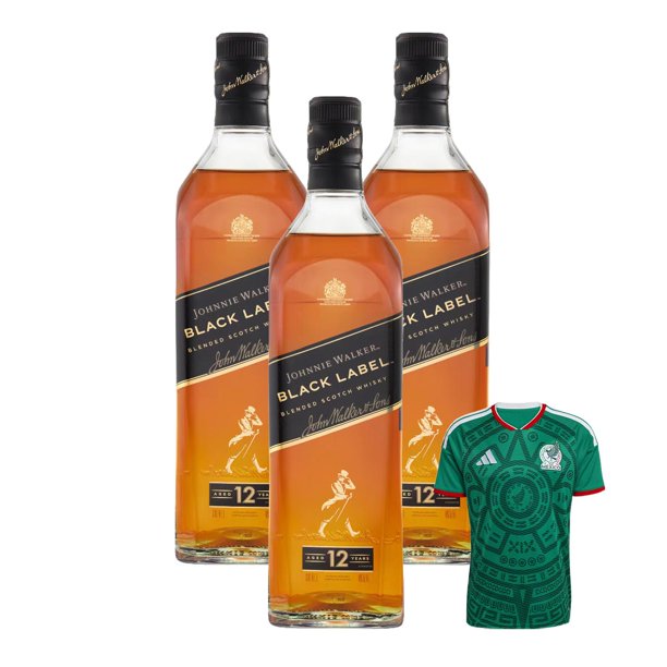 3 Whisky Johnnie Walker Blend Black Label 1 L + Jersey Verde