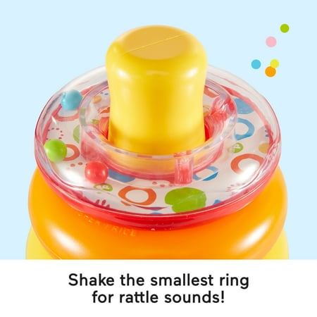 Fisher-Price Rock-a-Stack Ring Stacking Toy, Multicolor with Roly-Poly Base for Infants & Baby
