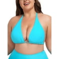 thumbnail image 5 of Ocean Blue Women's Plus Size Push Up Triangle Bikini Top Cheeky Halter bikini Swimsuit Sexy Blue Bathing Buit Top Size L, 5 of 9