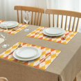 thumbnail image 3 of Orange Yellow Checkerboard Checkered Pattern Summer Placemats Table Placemats Set Of 4-Linen Kitchen Washable Placemats Table Mats 11.8"x17.7" Non-Slip Heat Resistant, 3 of 6