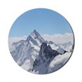 thumbnail image 1 of Winter Mouse Pad for Computers, Snowy Rocky Mountain Peaks Tops Scene High Lands Icy Frozen Swiss Outdoor Art, Round Non-Slip Thick Rubber Modern Mousepad, 8" Round, Blue and White, by Ambesonne, 1 of 2
