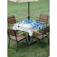 thumbnail image 4 of Outdoor Tablecloth with Umbrella Hole for Patio/Picnic/Party/Camping, Blue Gradient Waterproof Table Cloth Square Cover Washable, Abstract Polka Dots Vintage Modern Art (54"x 54"), 4 of 8