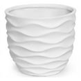 thumbnail image 1 of LuxenHome 11.6-Inch H White MgO Waves Design Round Planter, 1 of 7