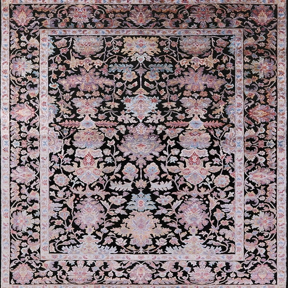 Ahgly Company Indoor Square Mid-Century Modern Taupe Brown Oriental Area Rugs, 6' Square