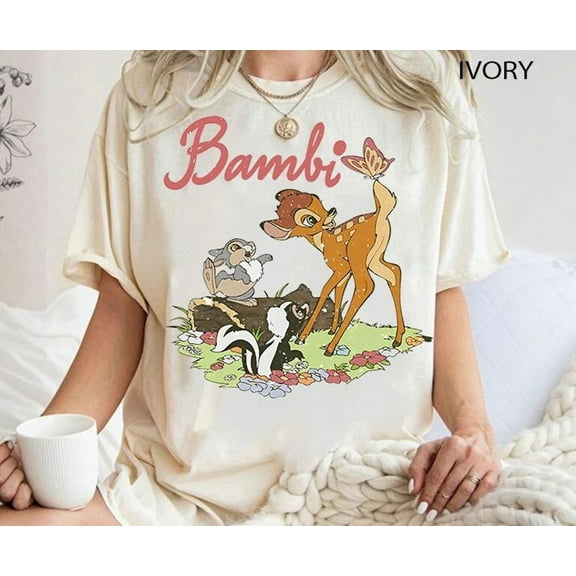 Vintage Disney Bambi Characters Group T-Shirt, Bambi Reindeer Floral shirt, A Life In The Woods Tee, Disneyland Trip Family Holiday Outfits