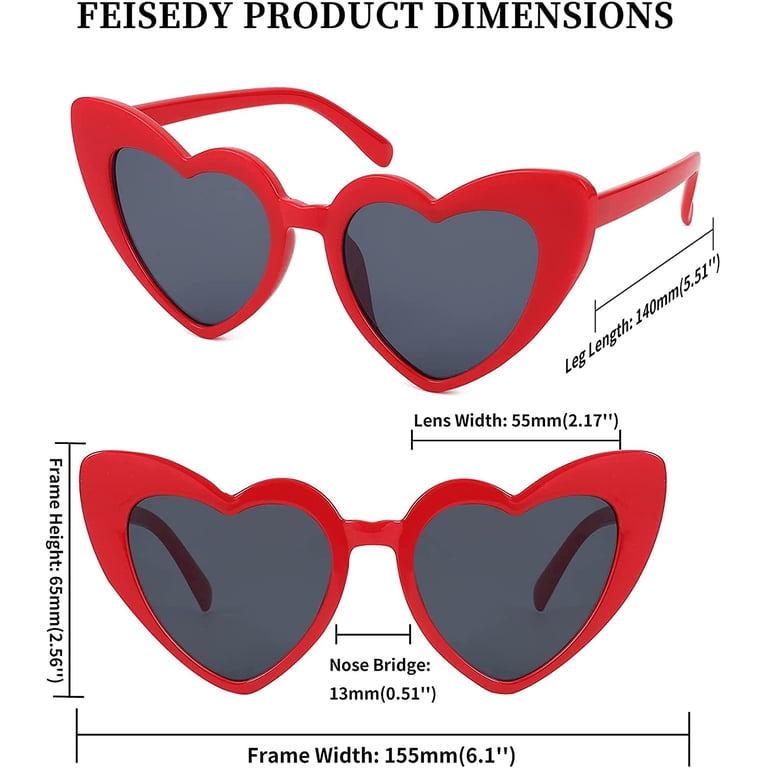 Vintage Heart Shaped RED Sunglasses Women & Stylish Eyeglasses FEISEDY Vintage Heart Shaped Sunglasses Women Stylish Love  main image 4