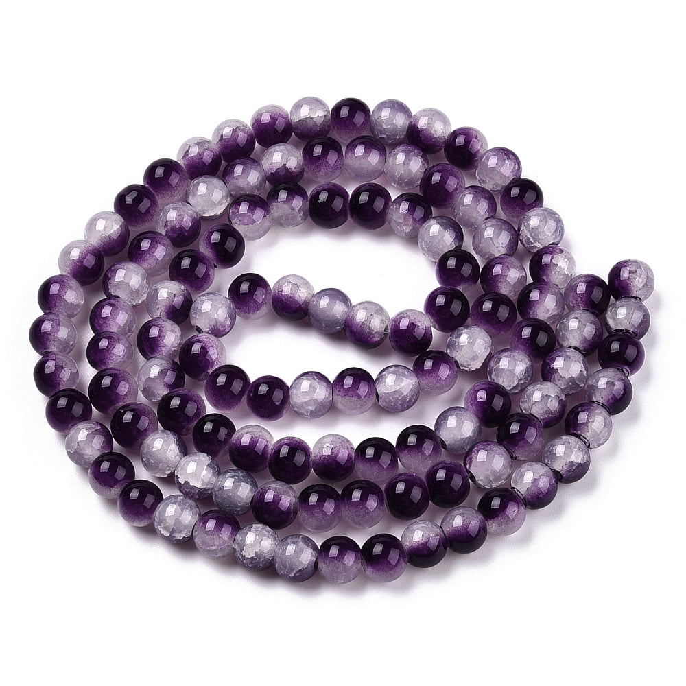 Baking Painted Imitation Jade Glass Beads Strands Two Tone Round Indigo 6mm Hole: 1.2mm about 147pcs/strand 31.10''(79cm)