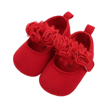 

Acuteok Baby Girl Premium Cloth Flats Infant 3D Flower First Walker Crib Shoes for Baby Shower