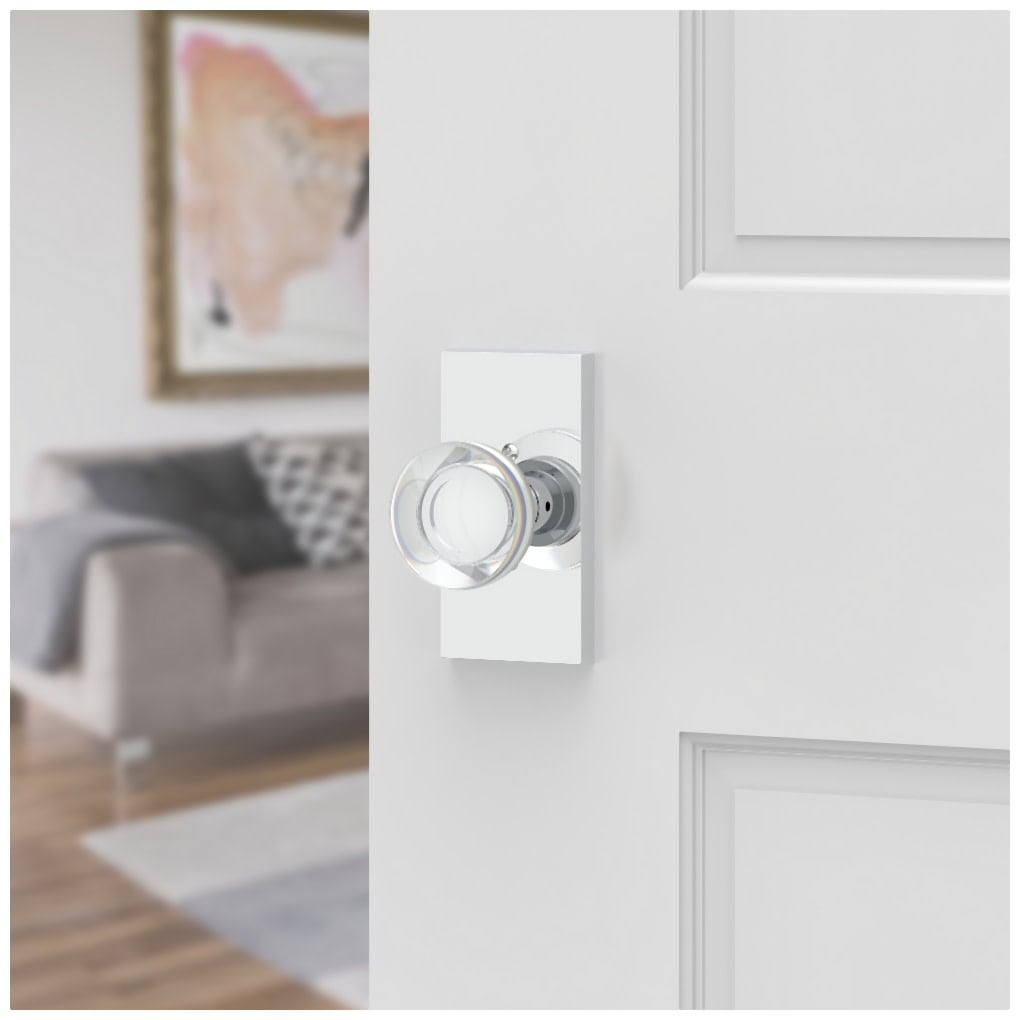 Baldwin HDCCYCFR055 Contemporary Crystal Non-Turning One-Sided Dummy Door Knob - Nickel