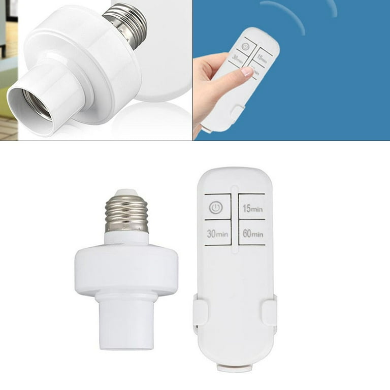 Remote Control Light Socket, 30/60mins Timing Screw in E26/E27 Bulb Holder,  No Wiring, Wall Mounted Wireless Light Switch Kit, for Closet, Basement