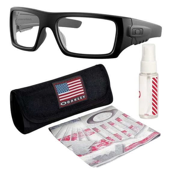 Oakley OO9253 SI Ballistic Det Cord Rectangle Shaped Non-Polarized Sunglasses for Men - Includes Official Eyewear Kit - Matte Black Frame with Clear Lens