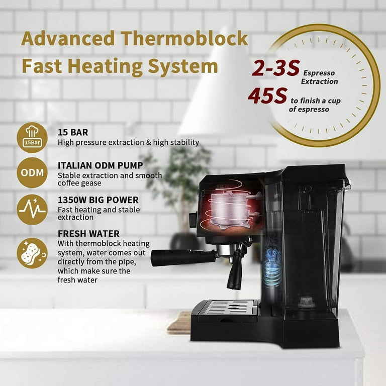 Gevi Espresso Machine 15 Bar With Milk Frother Wand