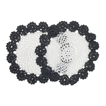 

Fennco Styles Handmade Two-Tone Floral Crochet Tray Doilies 9 Round 2-Piece - Slate Cloth Placemats for Everyday Use Holidays Home Décor Cocktail Party Tea Party Special Occasion