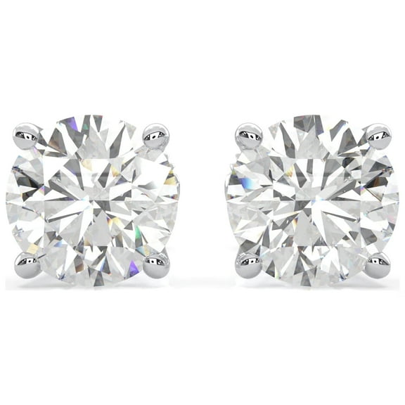 AEHIO 0.1ct-4.00ct DF Color Moissanite Stud Earrings, Brilliant Round Cut Lab Created Diamond Earrings 18K White Gold Plating Screw Backs for Women Men