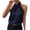 Dark Blue, variant on Women's Halter Neck Sleeveless Blouse Summer Casual Solid Button Top Soft Fabric Round Neck Pullover Tank
