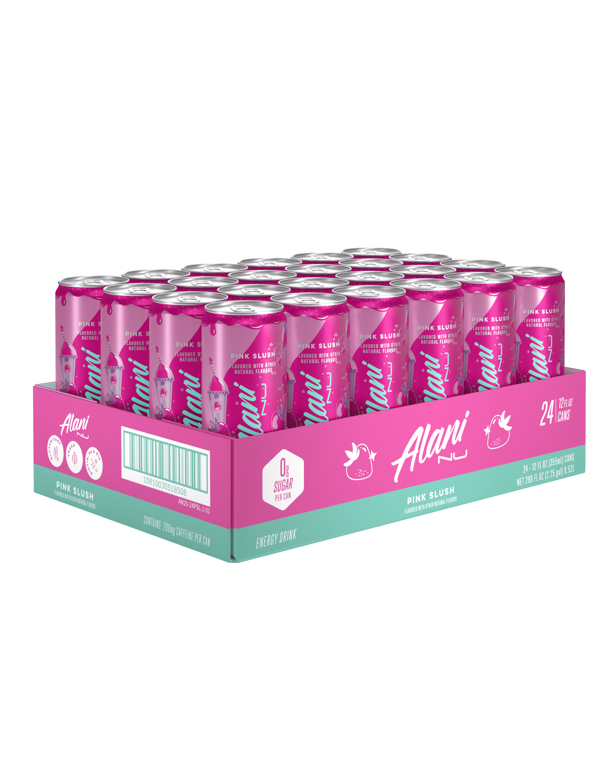 Alani Nu Sugar Free Energy Drink, Pink Slush, 12 fl oz, 24 Pack, Cans, 200mg Caffeine