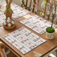 thumbnail image 3 of Easter Bunny Placemats Set of 12, Orange Bowknots Yellow Rabbits Light Grey Plaid Heat Insulated Linen Place Mats, Washable Stain-Proof Table Mats for Dining Tables Holiday Decor 13x19 Inches, 3 of 9