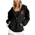 thumbnail image 3 of Breast Cancer Awareness Hoodies for Women 2025 Pink Ribbon Graphic Zip Up Hooded Sweatshirt with Pockets Jackets Coat, 3 of 7