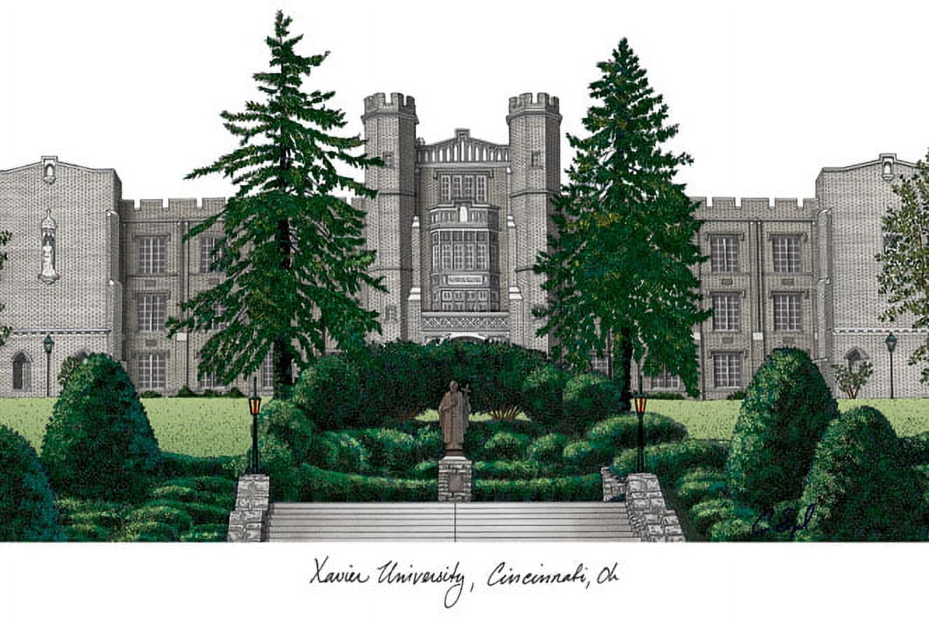 Xavier University 18w x 14h Manhattan Black Single Mat Gold Embossed Diploma Frame with Bonus Campus Images Lithograph (value savings at $59)