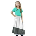 thumbnail image 6 of Ndbuld Tween Girls Elegant Dresses Kids Summer Solid Ruffle Sleeve Dress Toddler Kids Girls Cute Color Block Print Short Sleeve Stretchy Pocket Dress A Line Long Dress ,13 Years,Green, 6 of 9