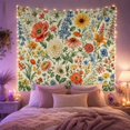 thumbnail image 2 of Poppies, Sunflowers, Iris, and Daisies in a Bright Garden, Nostalgic Vintage for Flower Lovers, Botanical Wall Art Decor Housewarming Gift Tapestry Wall Hanging for Bedroom and Living Room, 2 of 7