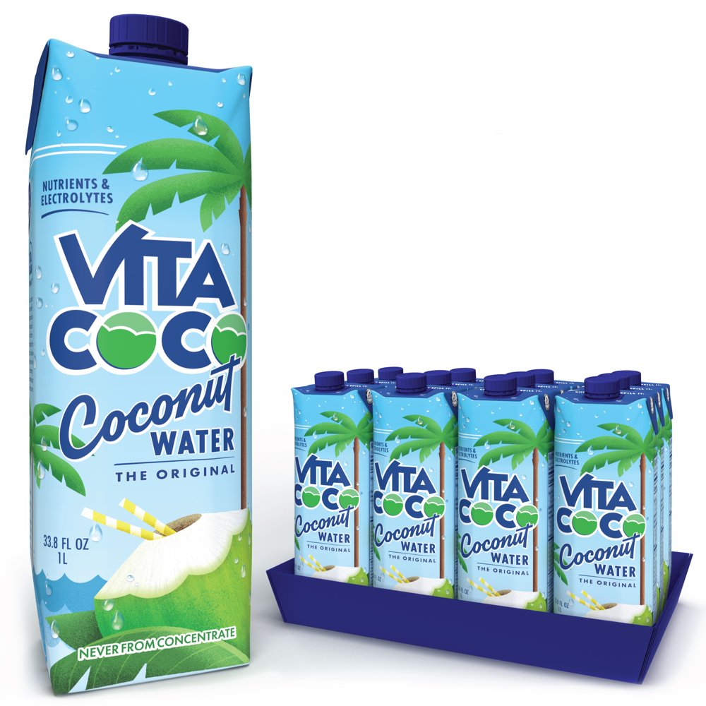 Vita Coco Coconut Water, Pure, 33.8 fl oz Tetra (Pack of 12) Walmart