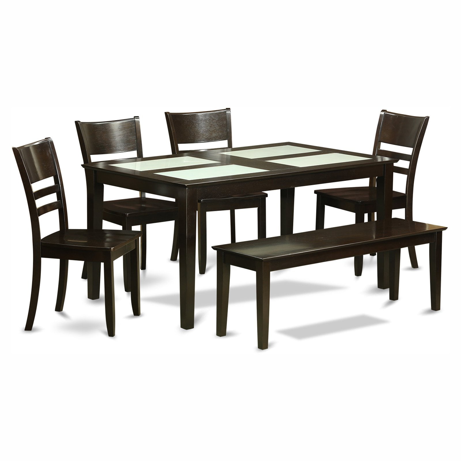 East West Furniture Capris 6 Piece Glass Top Rectangular Glass Dining