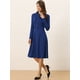 thumbnail image 4 of Vestido hasta La rodilla Allegra K manga larga tejido cuello anudado mujer Azul Real S, 4 of 6