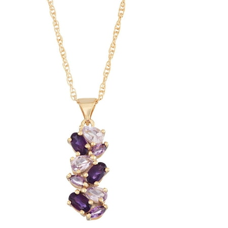 Tonal Amethyst 18kt Yellow Gold over Sterling Silver Cluster Pendant, 18