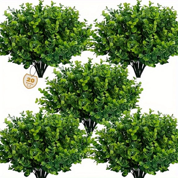 5 Pcs Set of Vibrant UV Resistant Artificial Boxwood Shrubs - Durable, Realistic, and Low-Maintenance Decorations for Outdoor and Indoor Spaces, Perfect for Wedding, Home, Garden