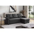 thumbnail image 2 of Hommoo 2 in 1 Pull Out Sofa Bed with Storage & Chaise, Linen Upholstered Sectional Sofa Convertible L Shaped Sleeper Sofa for Home,Dark Gray, 2 of 6