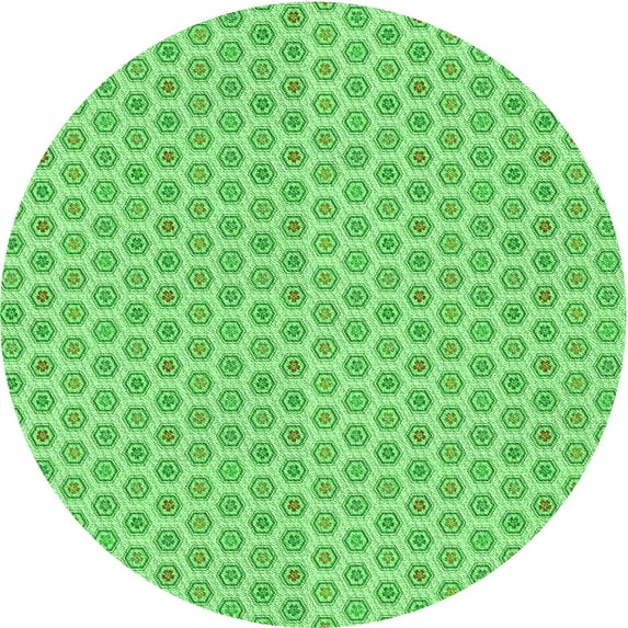 Ahgly Company Machine Washable Indoor Round Transitional Jade Green Area Rugs, 6' Round