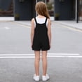 thumbnail image 6 of BFHHYA Girls Cotton Linen Rompers Spaghetti Strap Sleeveless V-Neck Shorts Jumpsuits Fashion Summer Rompers with Pockets 5-14 Y, 6 of 8